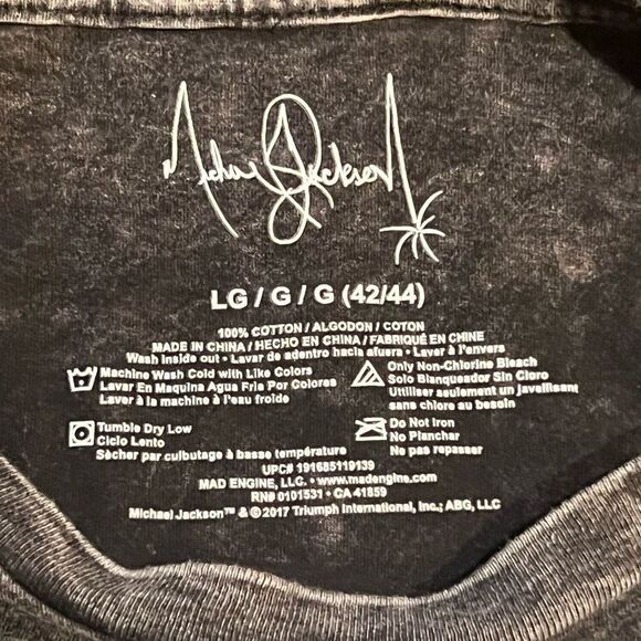 ’17 Official Michael Jackson Side Profile Acid Wash Graphic Tee Shirt / Size L - Picture 4 of 4